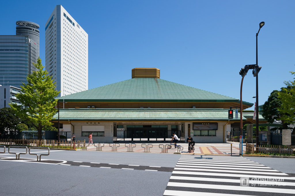 The facade of The Ryogoku Kokugikan Sumo Arena (両国国技館)
