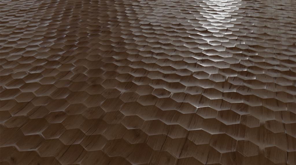 Naguri Frooring, Hexagonal (なぐり加工のフローリング。六角)