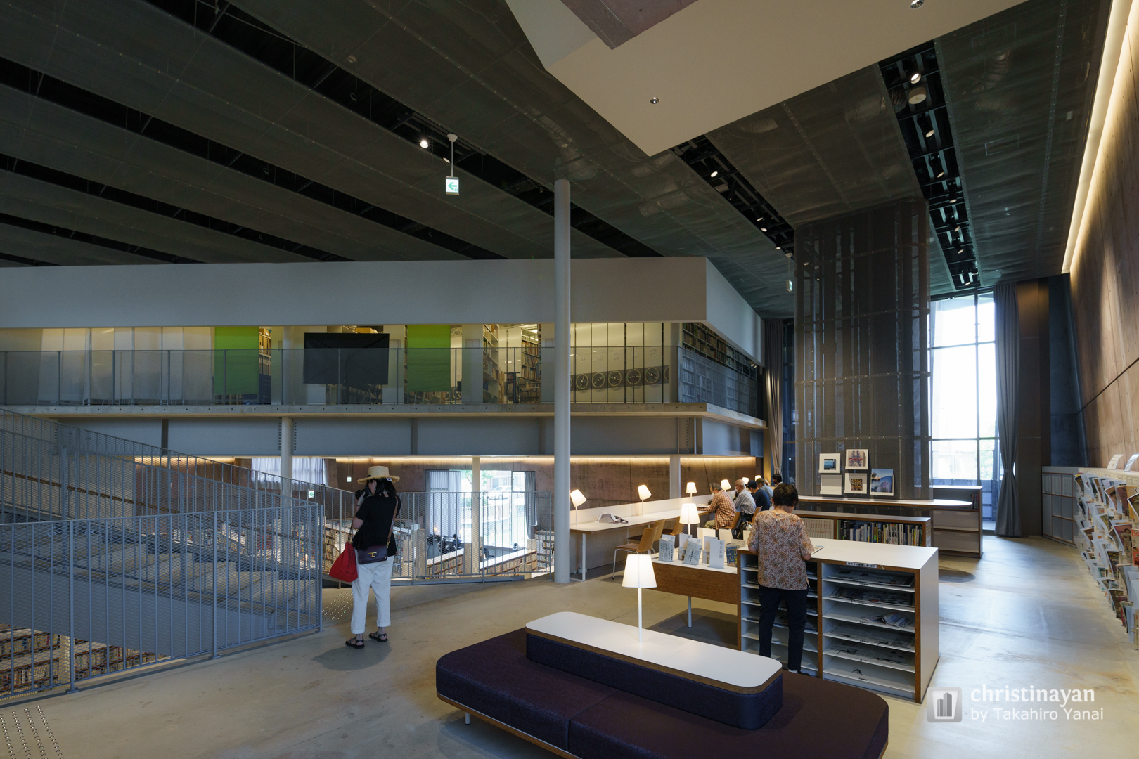 Indoor view of Matsubara City Library (読書の森)