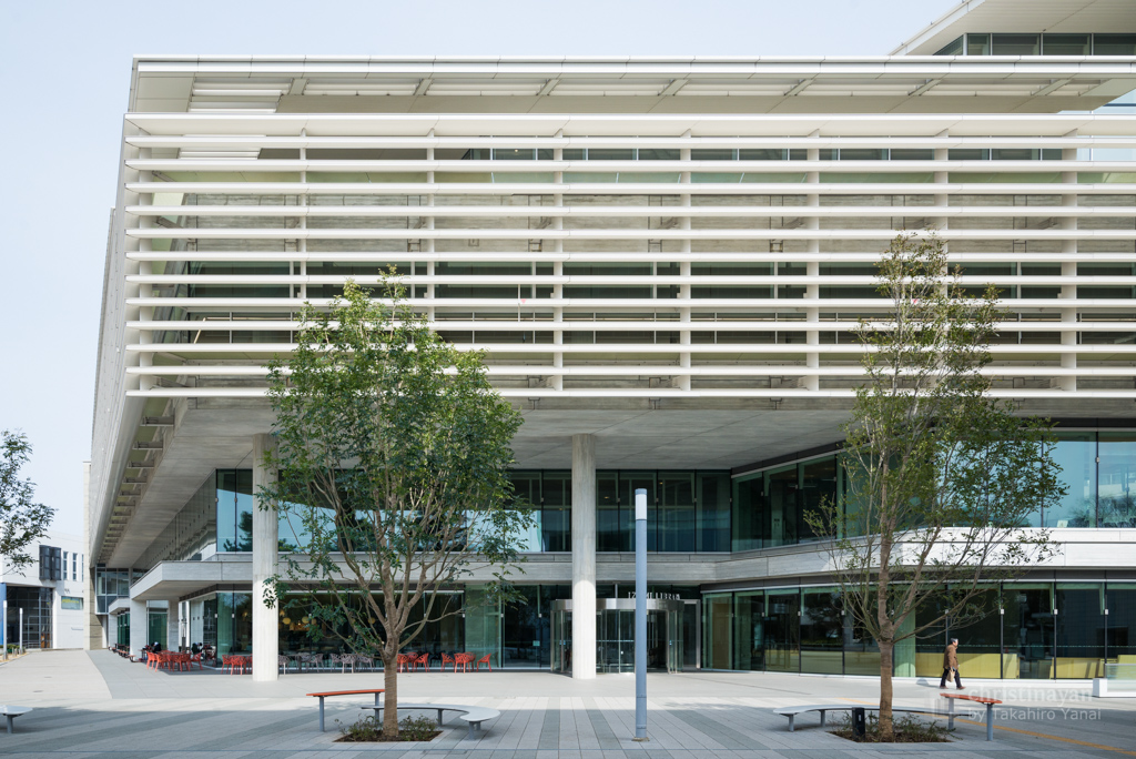 The facede of Izumi Library of Meiji University> (明治大学和泉新図書館)