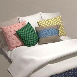 Japanese futon and pillows design: Traditional patterns (布団と和柄な枕クッション)