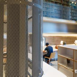 Indoor view of Matsubara City Library (読書の森)